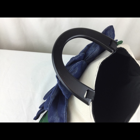 HandMade OOAK 3D big denim flower canvas bag - Picture 5 of 7